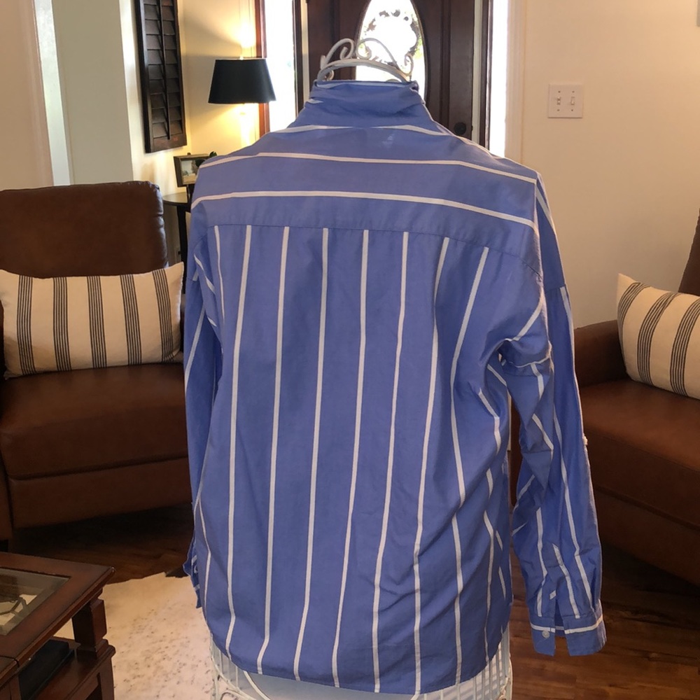 Zara Basic Chambray Blue With Thin White Vertical… - image 2